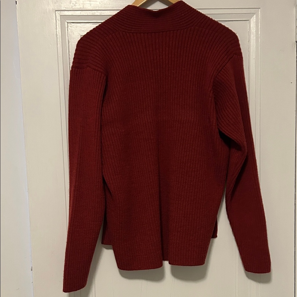 Eileen Fisher Deep Red Ribbed Cardigan - Picture 4 of 6
